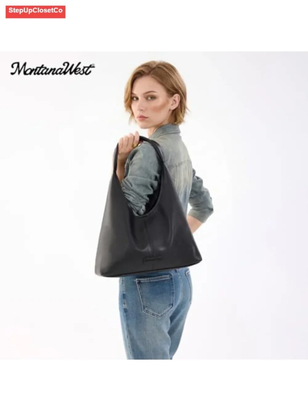 Women's Slouchy Hobo Bag Faux Leather Shoulder Purse with Pouch
